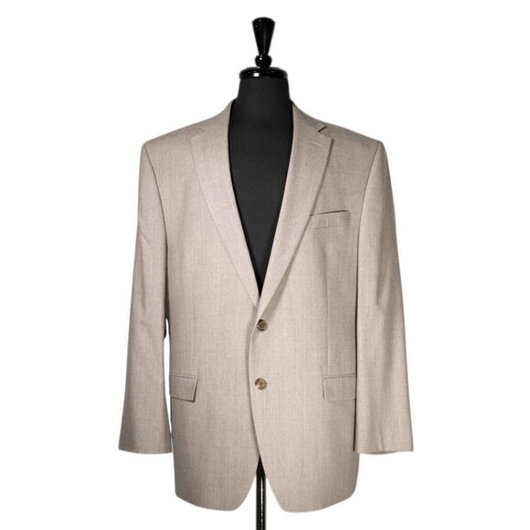 Ralph Lauren Mens Blazer Beige 100% Wool 2 Button Lined Jacket Sport Coat 44R